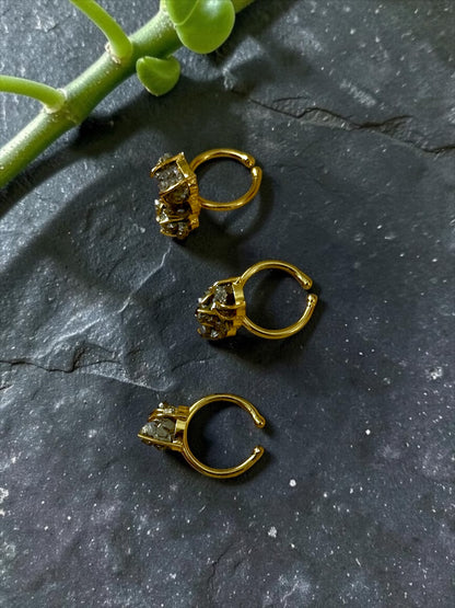 Raw Pyrite Gold Plated Trinity Ring