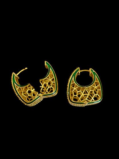 Kyra Jadau Brass Square Hoops