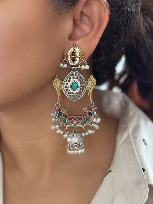 Mayur Dual Tone Pachi Earrings
