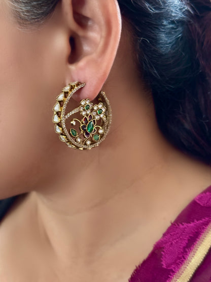 Phulwari Moissanite Hoop Earrings