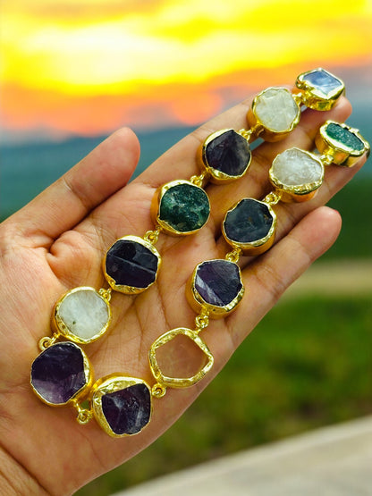 Multi Stone Statement String Necklace