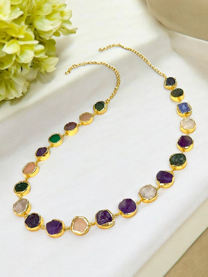 Multi Stone Statement String Necklace