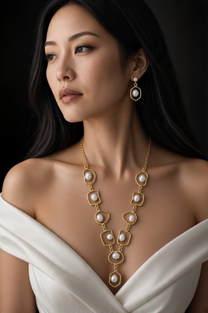 Pearl Geo Necklaces Set