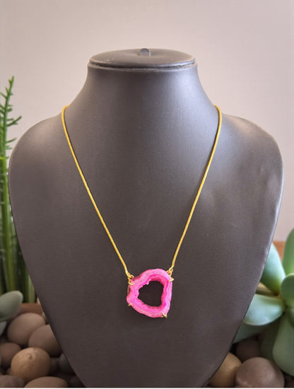 Amora Druzy Agate Slice Necklace