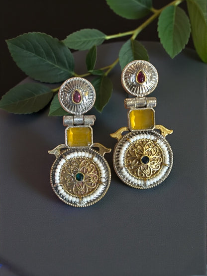 Chakra Dual Tone Pachi Earrings