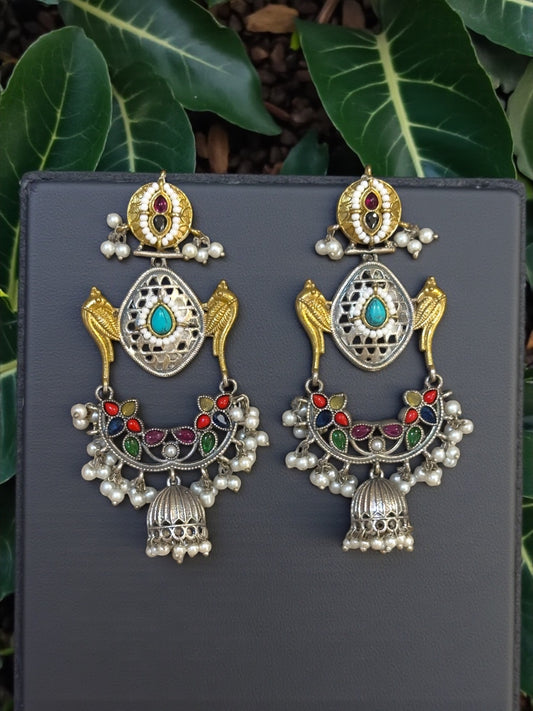 Mayur Dual Tone Pachi Earrings
