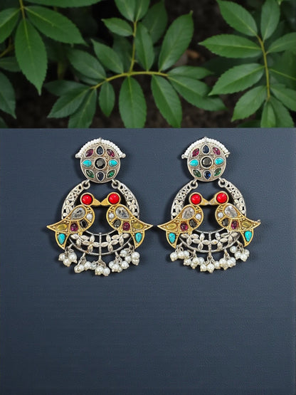 Tota Maina Dual Tone Pachi Earrings