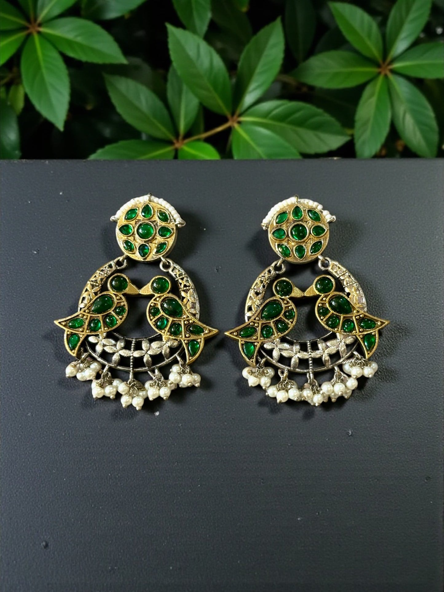 Tota Maina Dual Tone Pachi Earrings