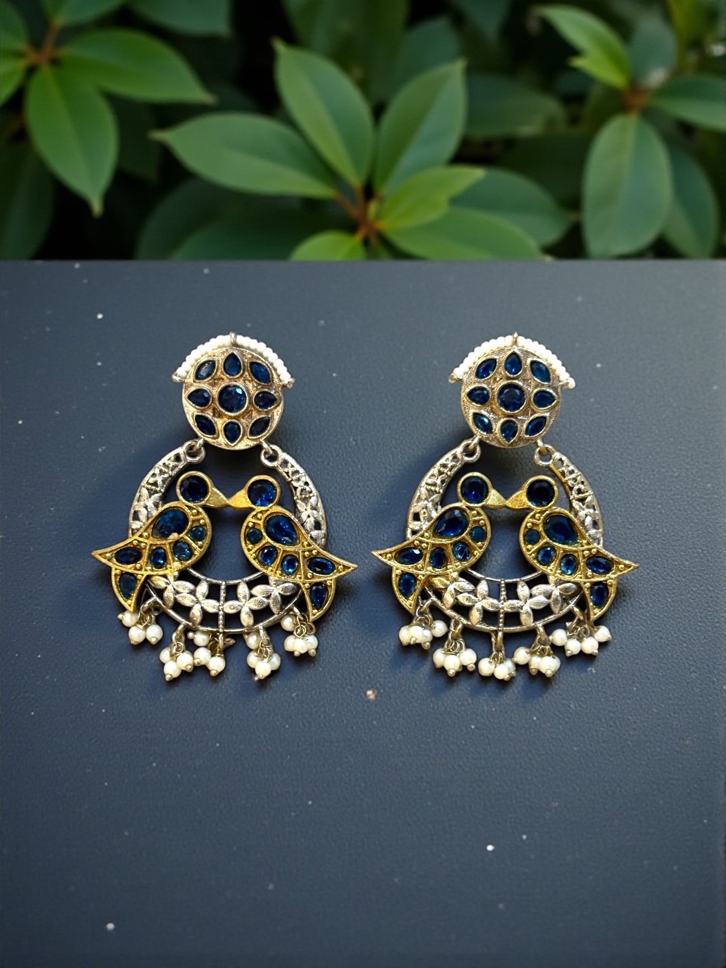 Tota Maina Dual Tone Pachi Earrings
