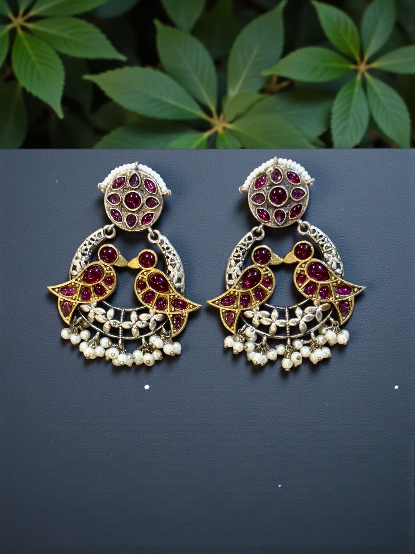 Tota Maina Dual Tone Pachi Earrings
