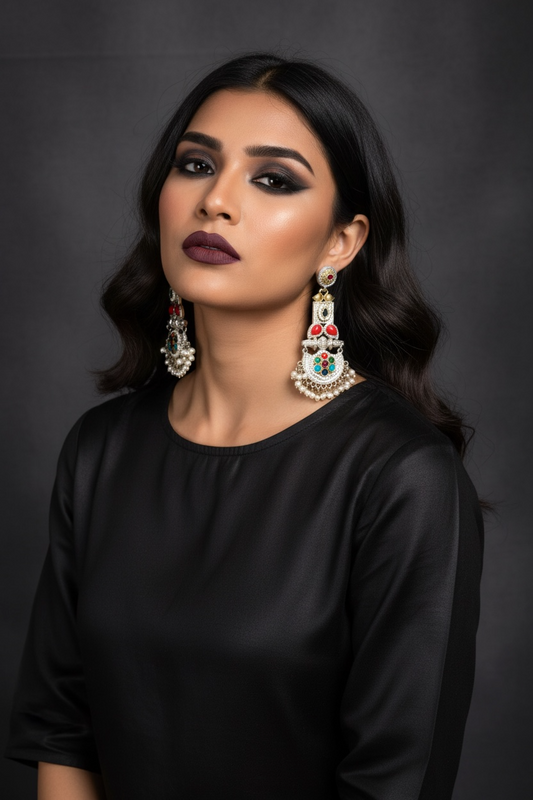 Swan Dual Tone Pachi Earrings