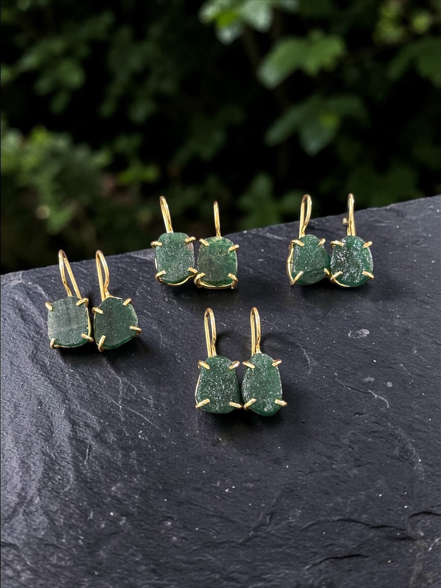Green Aventurine Stone Saisha Drop Studs