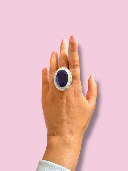 Crushed Doublet Oval Cocktail Ring Adjustable