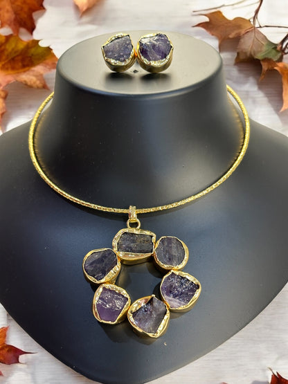 Purple Amethyst Statement Floral Hasli