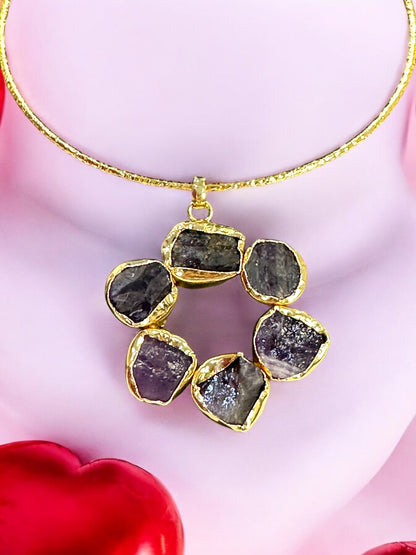 Purple Amethyst Statement Floral Hasli