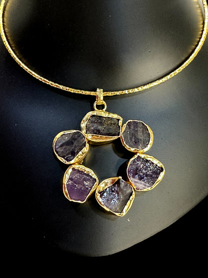 Purple Amethyst Statement Floral Hasli