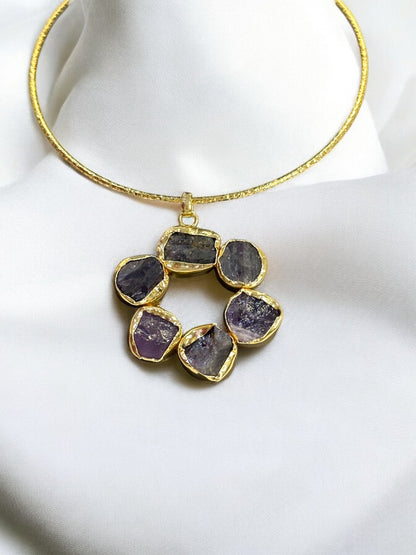 Purple Amethyst Statement Floral Hasli