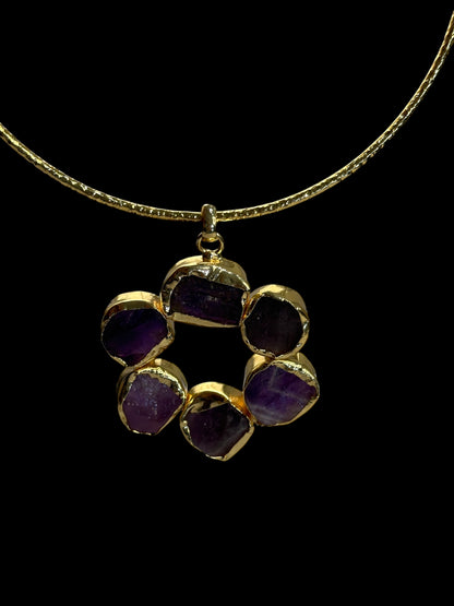 Purple Amethyst Statement Floral Hasli