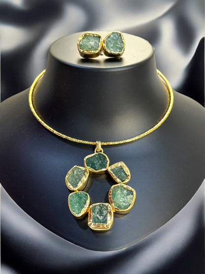 Green Aventurine Statement Floral Hasli