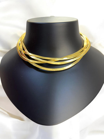 Flat Noodle Statement Gold Plated Hasli