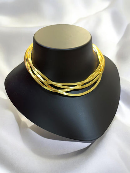 Flat Noodle Statement Gold Plated Hasli