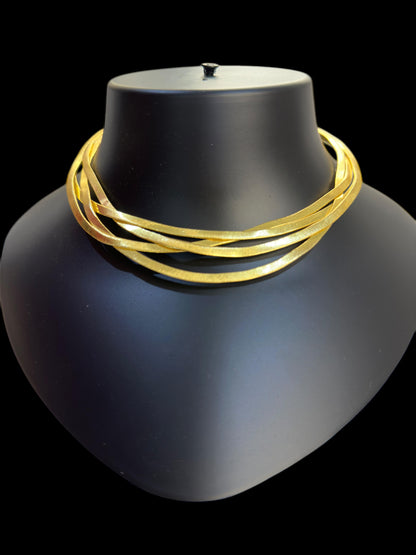 Flat Noodle Statement Gold Plated Hasli