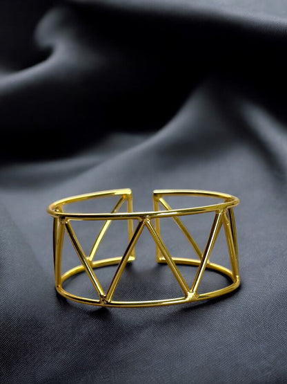 Pure Brass ZigZag Open Cuff