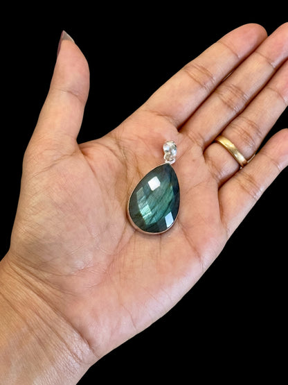 3 PCS Faceted Labradorite Teardrop Pendant Set
