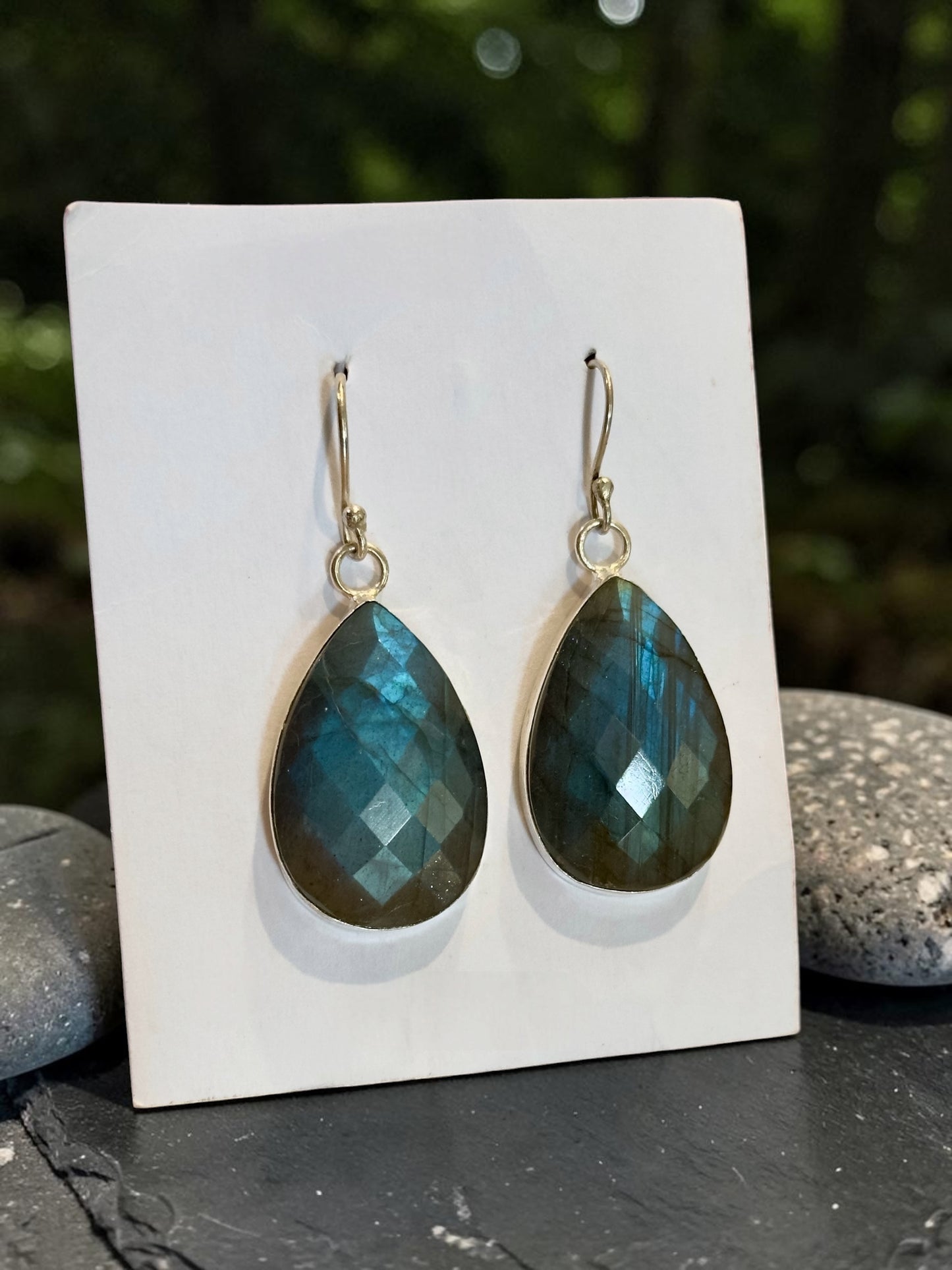 3 PCS Faceted Labradorite Teardrop Pendant Set