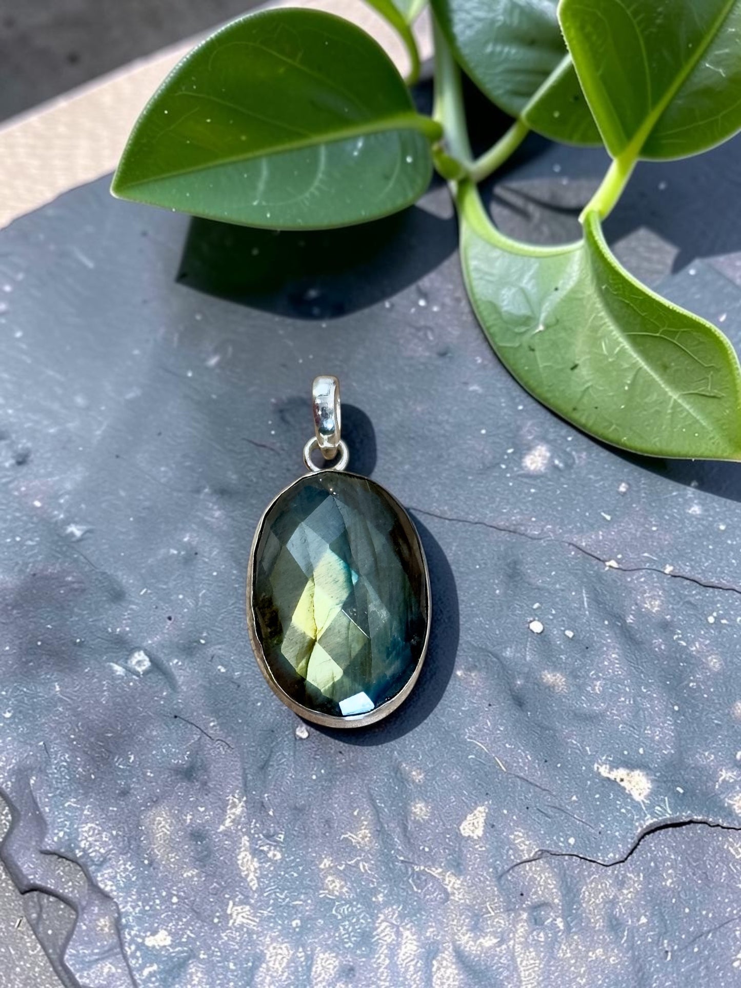 Faceted Labradorite Oval Pendant