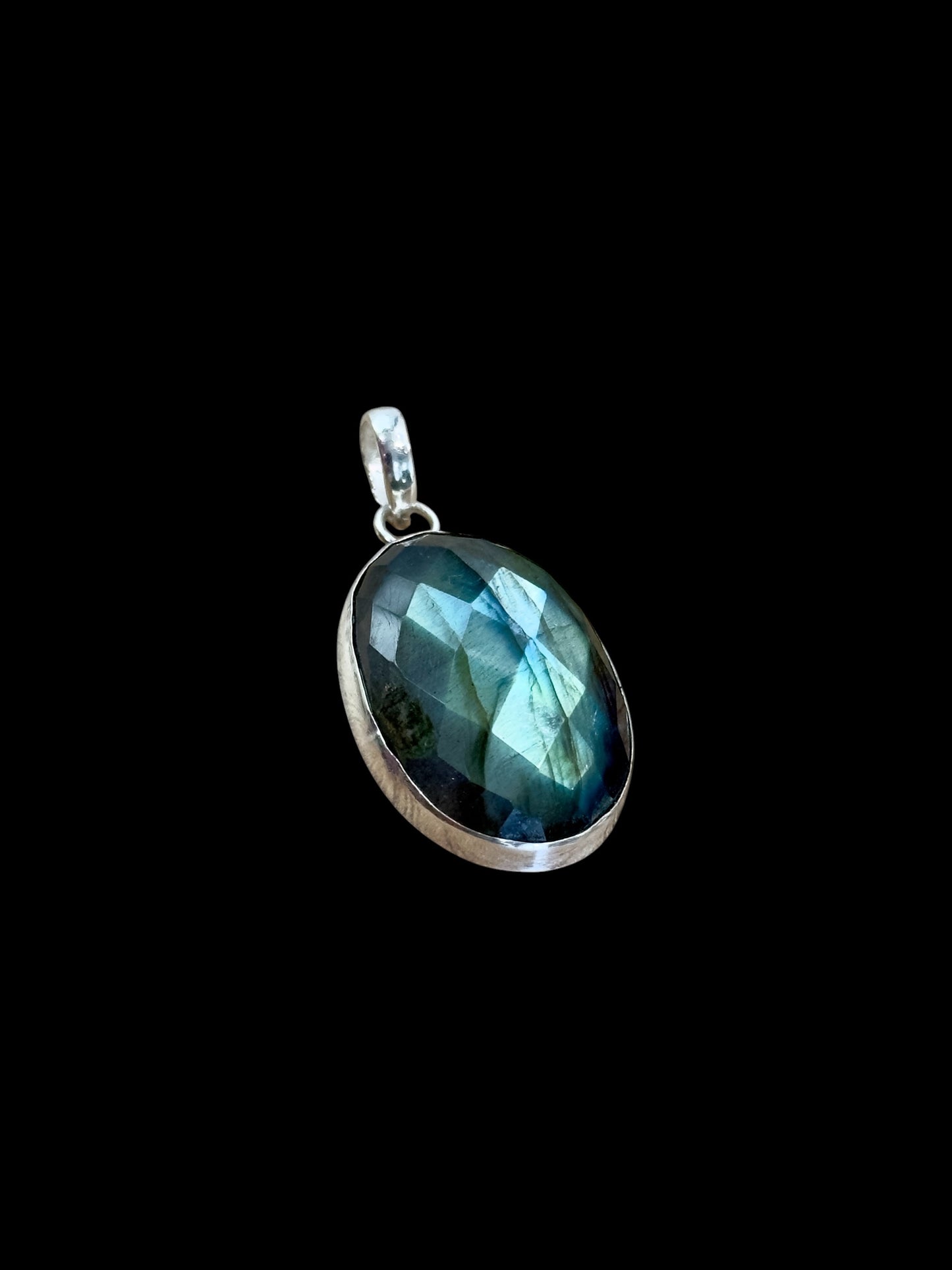 Faceted Labradorite Oval Pendant