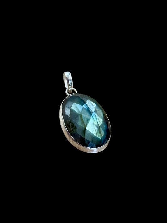 Faceted Labradorite Oval Pendant