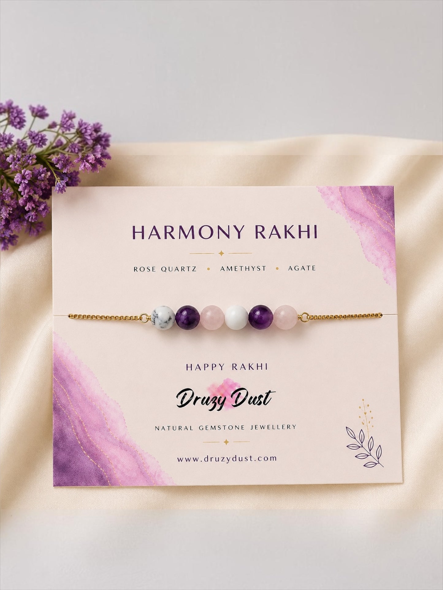 Harmony Gemstone Rakhi Set
