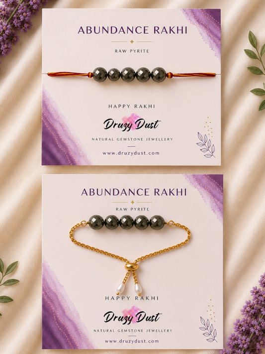 Abundance Pure Pyrite Rakhi Set
