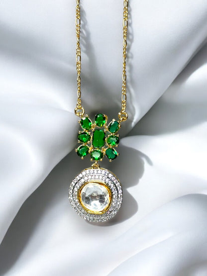 Chaand Polki Moissanite Chain Necklace Set