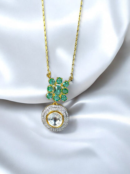 Chaand Polki Moissanite Chain Necklace Set
