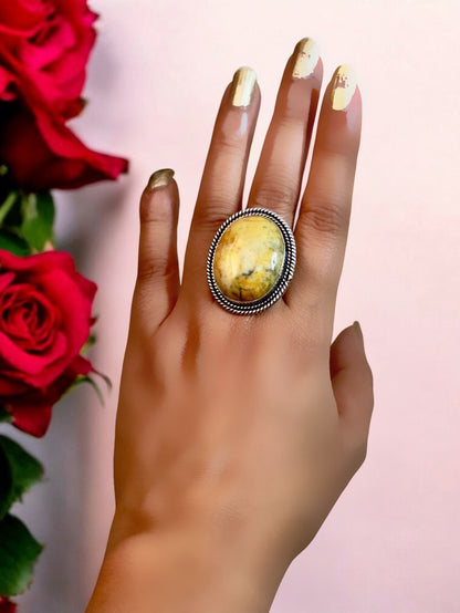 Natural Stone Chunky Adjustable Ring