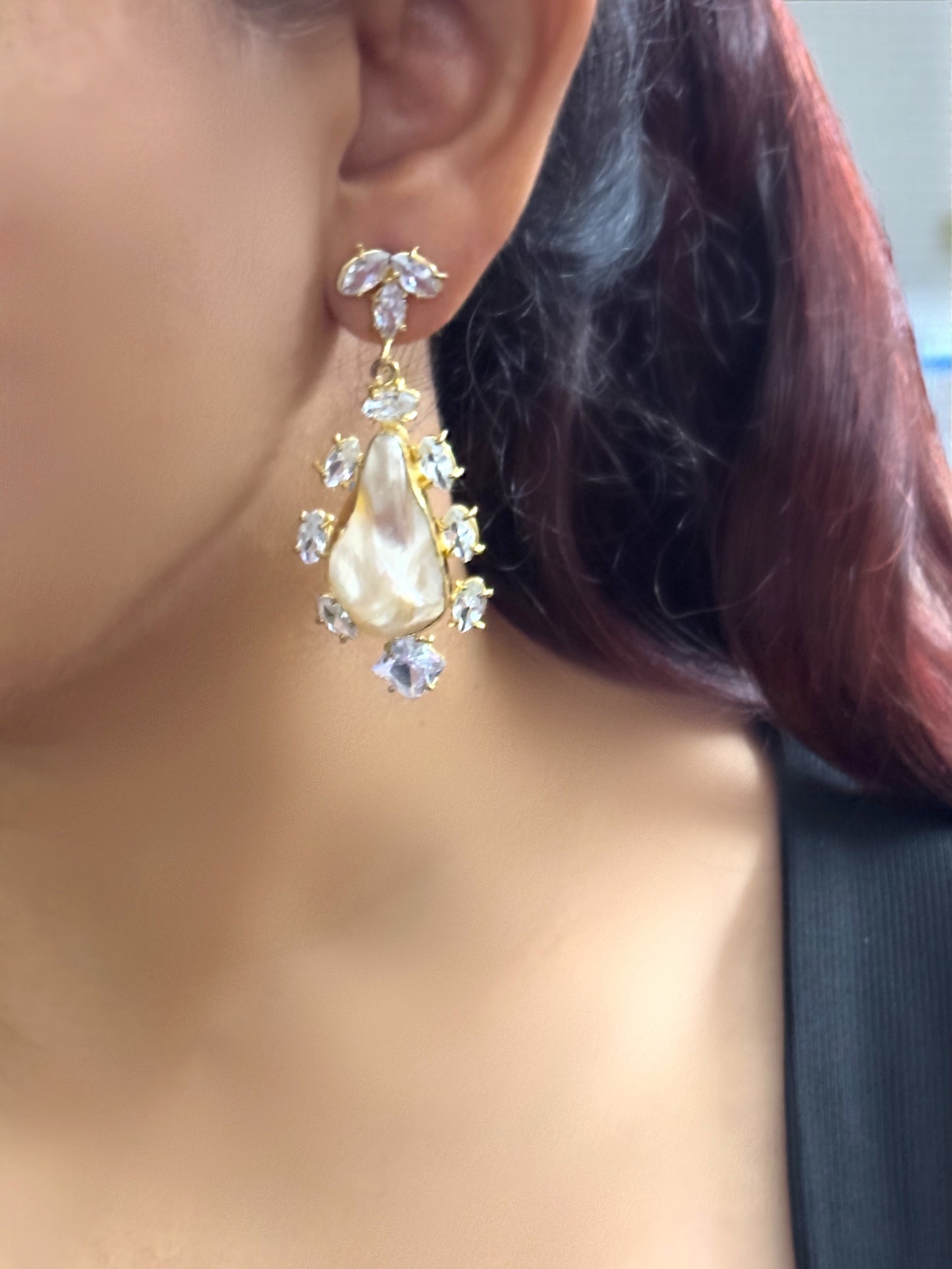 White Baroque Pearl Galaxy Earrings