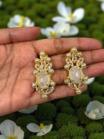 White Moonstone Pearl Loreal Earrings