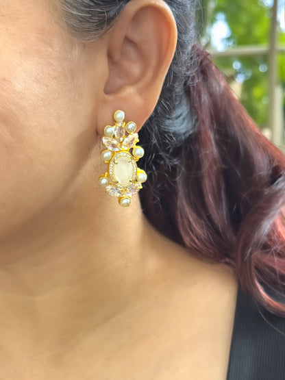 White Moonstone Pearl Loreal Earrings