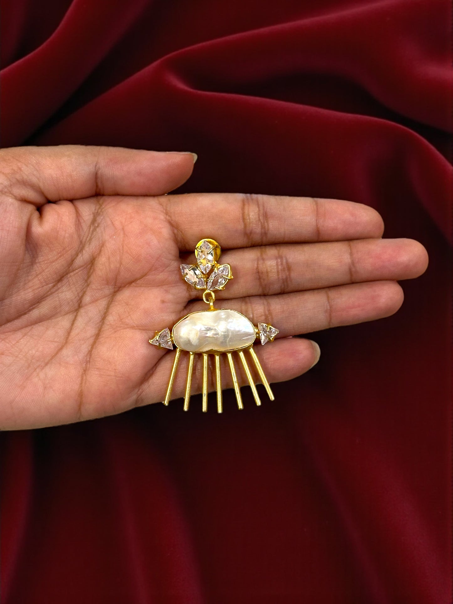 White Baroque Pearl Eye Earrings