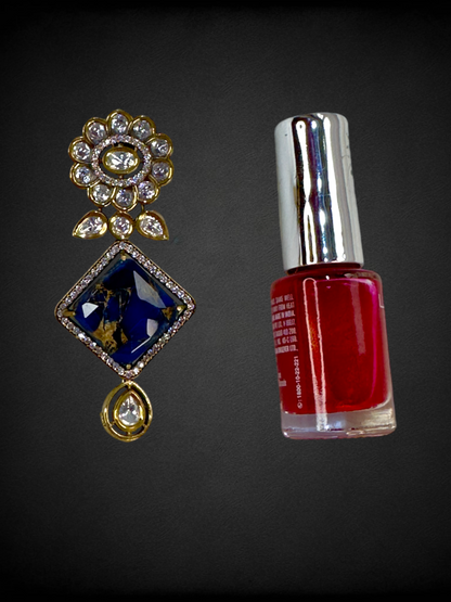 Chokhor Doublet Stone Moissanite Polki Brass Earrings