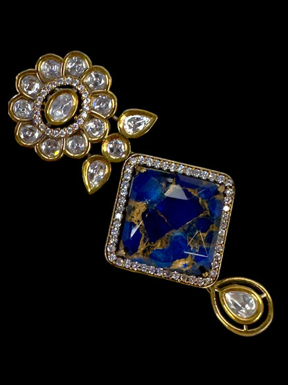 Chokhor Doublet Stone Moissanite Polki Brass Earrings
