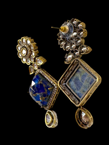 Chokhor Doublet Stone Moissanite Polki Brass Earrings