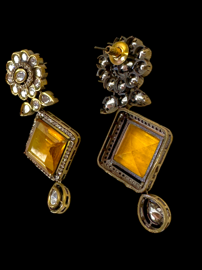 Chokhor Doublet Stone Moissanite Polki Brass Earrings