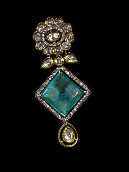 Chokhor Doublet Stone Moissanite Polki Brass Earrings
