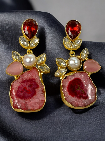 Druzy Agate Stone Slice Earrings
