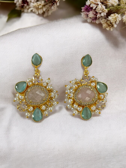 Blush Rose Quartz Pearl Loreal Earrings