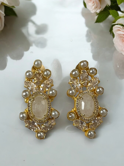 White Moonstone Pearl Loreal Earrings