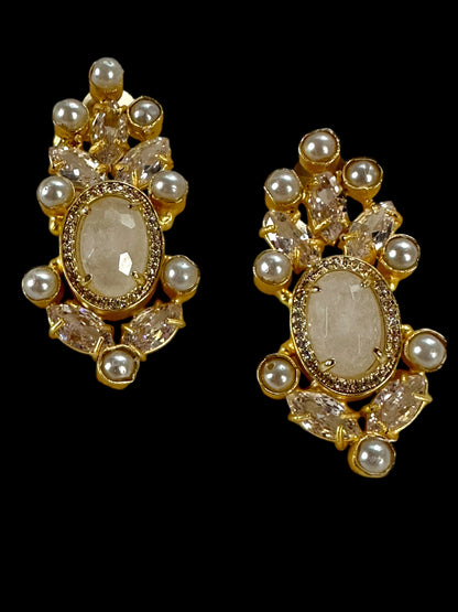 White Moonstone Pearl Loreal Earrings